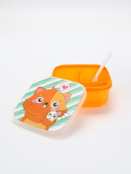 Ланч - бокс квадратный с секциями и ложкой «Кот», 400 мл