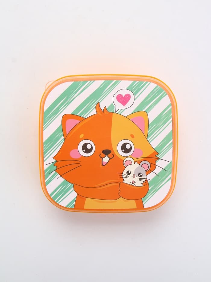 Ланч - бокс квадратный с секциями и ложкой «Кот», 400 мл