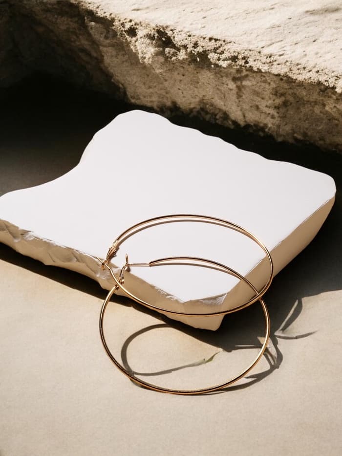 Серьги кольца QF «Классика», d=7 см, цвет золото