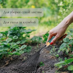 Грабли малые, веерные, пластинчатые, 9 зубцов, длина 42 см, металл, деревянная ручка с поролоном, Greengo
