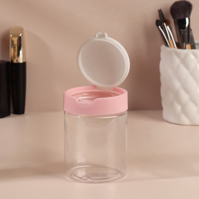Органайзер для хранения, с крышкой, d=7×9 см, 280 мл, белый, розовый