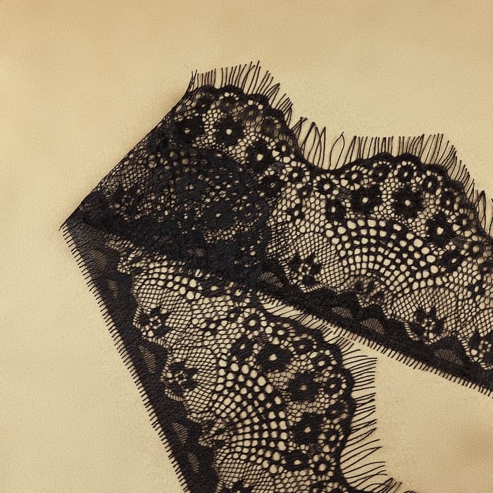 Кружево реснички, 90 мм, 9±0.5 м, в бобине 3 шт. по 3 м, чёрное