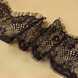 Кружево реснички, 90 мм, 9±0.5 м, в бобине 3 шт. по 3 м, чёрное