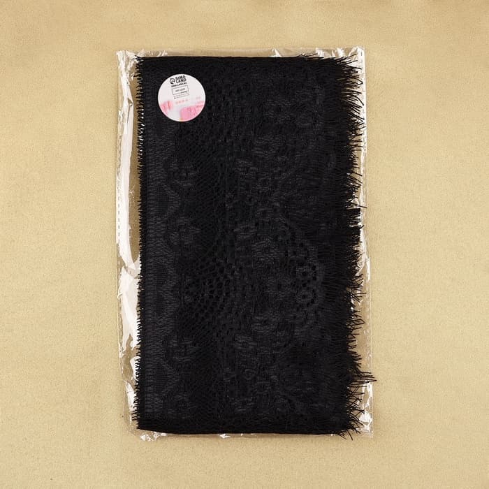 Кружево реснички, 90 мм, 9±0.5 м, в бобине 3 шт. по 3 м, чёрное