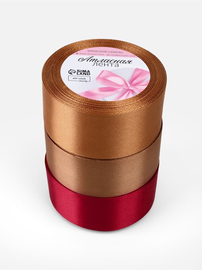 Атласная лента, набор 3 шт. «Вечерний», 40 мм, 23±1 м