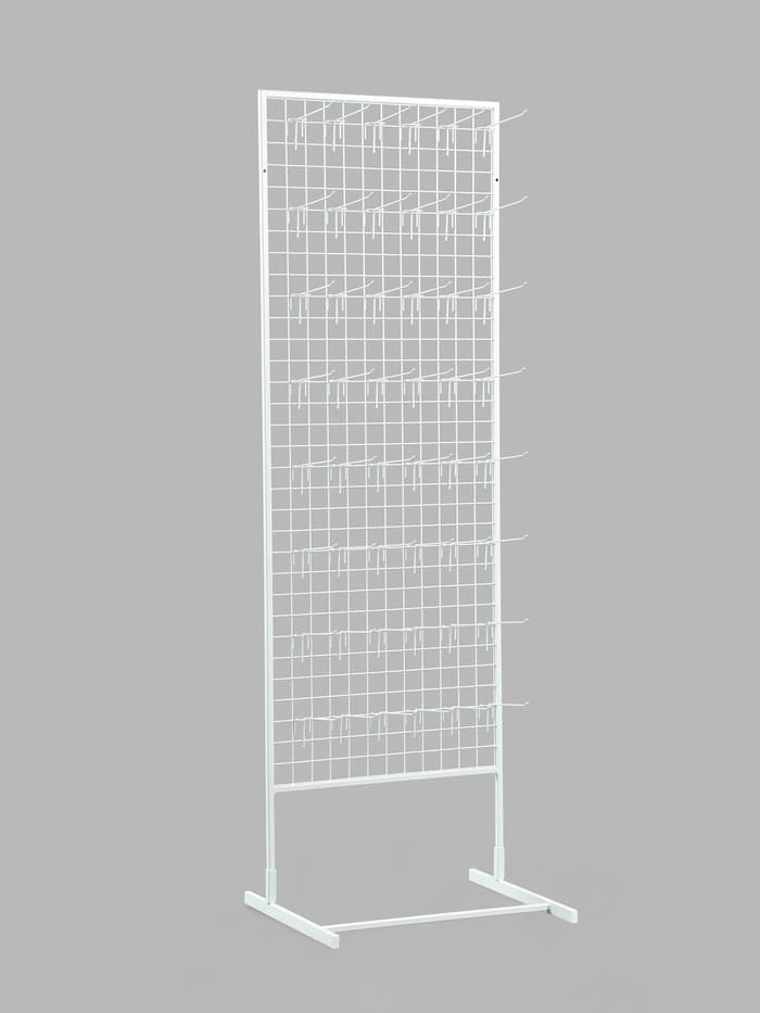 Стойка с сеткой односторонняя, в комплекте 48 крючков для семян, 63×49×183 см, белая