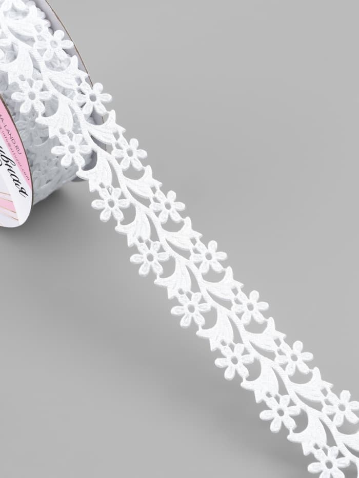 Лента фигурная «Ромашки», 25 мм, 9±0.5 м, белая