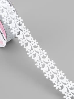 Лента фигурная «Ромашки», 25 мм, 9±0.5 м, белая