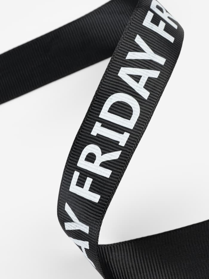 Лента репсовая «Friday», 25 мм, 23±1 м, белая, чёрная