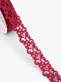 Лента фигурная «Вьюнчик», 25 мм, 9±0.5 м, тёмно-розовая