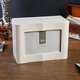 Фотоархив на 72 фото 10×15 см с часами и фоторамкой 10×15 см «Раритет», дерево, белый, 15×10.5×20 см