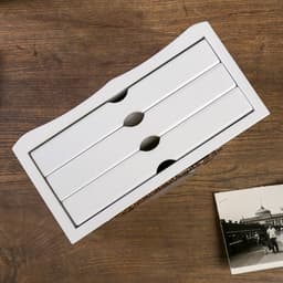 Фотоархив на 72 фото 10×15 см с часами и фоторамкой 10×15 см «Раритет», дерево, белый, 15×10.5×20 см