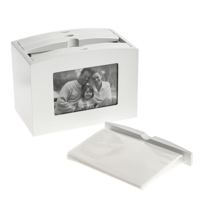 Фотоархив на 96 фото 10×15 см и 2 фоторамки 9×13 см «Раритет», дерево, белый,16.5×12×20.3 см