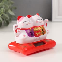 Маятник настольный антистресс «Два кота Манэки-нэко с мешком золота», пластик, от солнечной батареи, 6.5×8.5×5.5 см