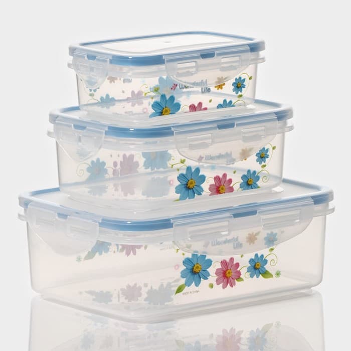 Набор контейнеров для еды «Полянка», пластик, 3 шт.: 150 мл, 300 мл, 500 мл, МИКС