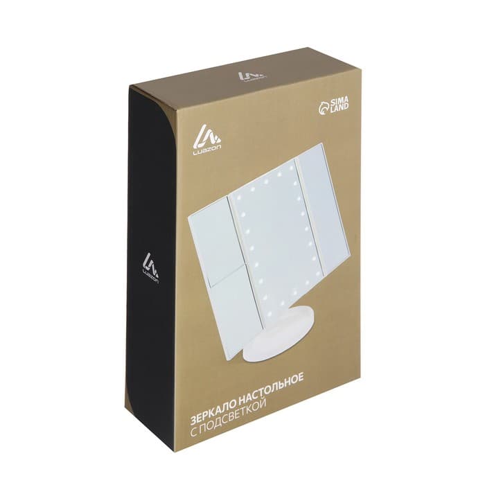 Зеркало Luazon KZ-07, подсветка, 30×18×7 см, 22 диода, 4хААА, (не в комплекте), белое