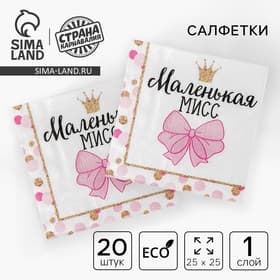 Салфетки бумажные «Маленькая мисс», 25×25 см, набор 20 шт.