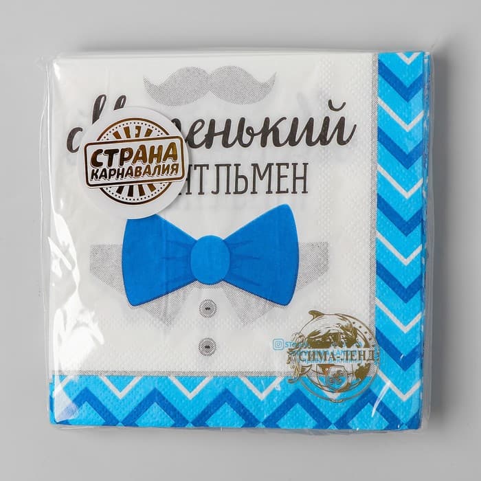 Салфетки бумажные на гендер-пати «Маленький джентльмен», 25×25 см, 20 шт.