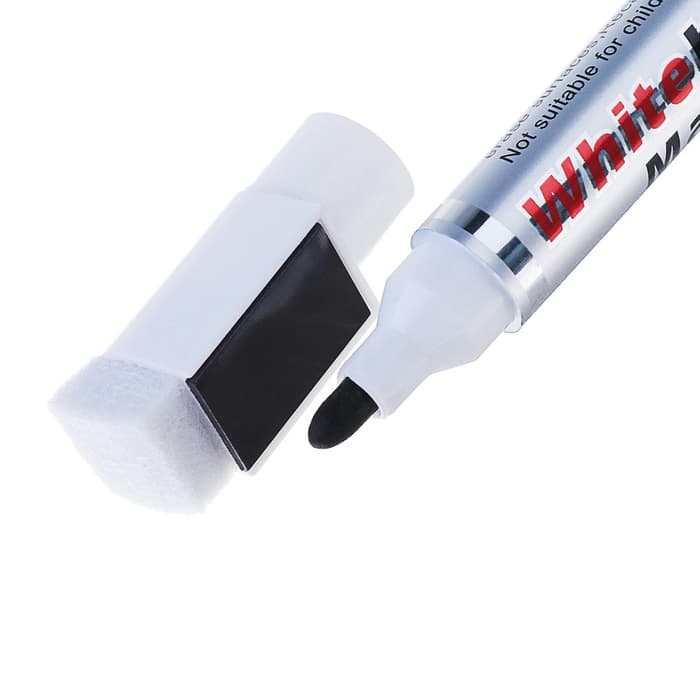 Маркер для магнитно-маркерной доски, узел 3.0 мм, ширина линии 3.0 мм, с магнитом, с губкой, водный, чёрный