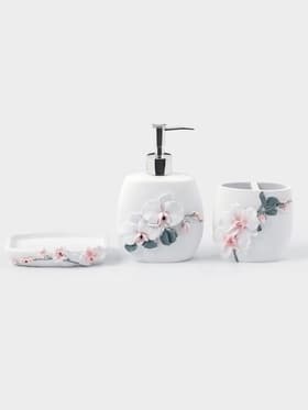 Аксессуары для ванной «Орхидея», 3 предмета, дозатор 580 мл, мыльница, стакан