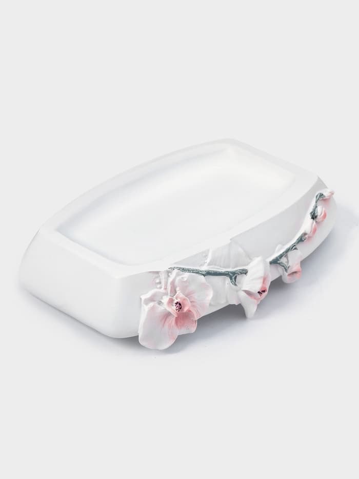 Аксессуары для ванной «Орхидея», 3 предмета, дозатор 580 мл, мыльница, стакан