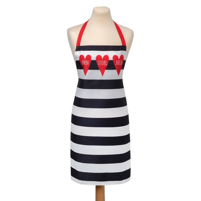 Фартук кухонный «Этель: Живи. Готовь. Люби.», 70×60 см, 100% хлопок, саржа 190 г/м²