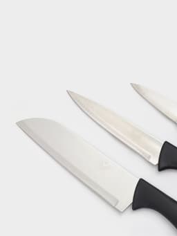 Набор кухонных ножей «Энеолит», 3 предмета: лезвие 8.5 см, 15 см, 17 см, чёрный