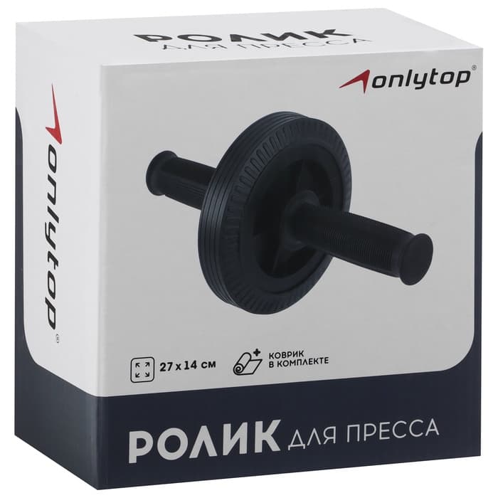 Ролик для пресса ONLYTOP, 27×14 см, с ковриком, цвет чёрный
