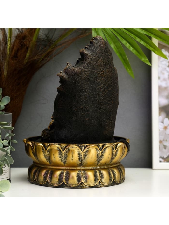 Фонтан настольный с подсветкой «Золотой Ганеша на ажурном троне», от сети, 28×20.5×20.5 см