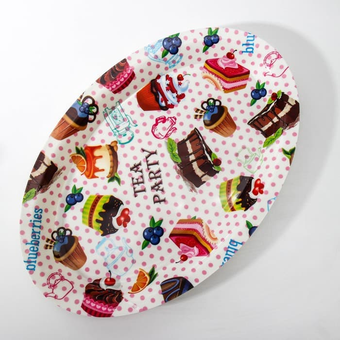Поднос овальный Доляна «Макаруны», 37×24×3 см, МИКС