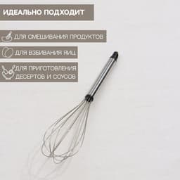 Венчик для взбивания Доляна «Помощник», 24×6 см, нержавеющая сталь, серебристый