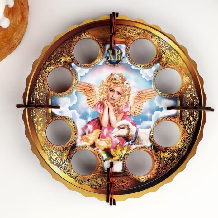 Подставка для яиц «Девочка с ягнёнком», 8 ячеек, пасхальная, d=19.5 см