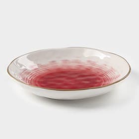 Тарелка глубокая Доляна «Космос», 550 мл, d=21.5 см, фарфор, белая, красная