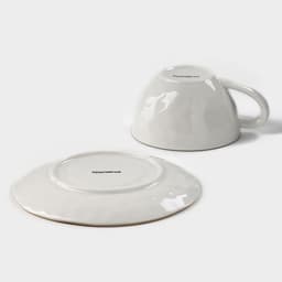 Чайная пара Доляна «Космос», чашка 250 мл, блюдце d=16 см, фарфор, белая, красная