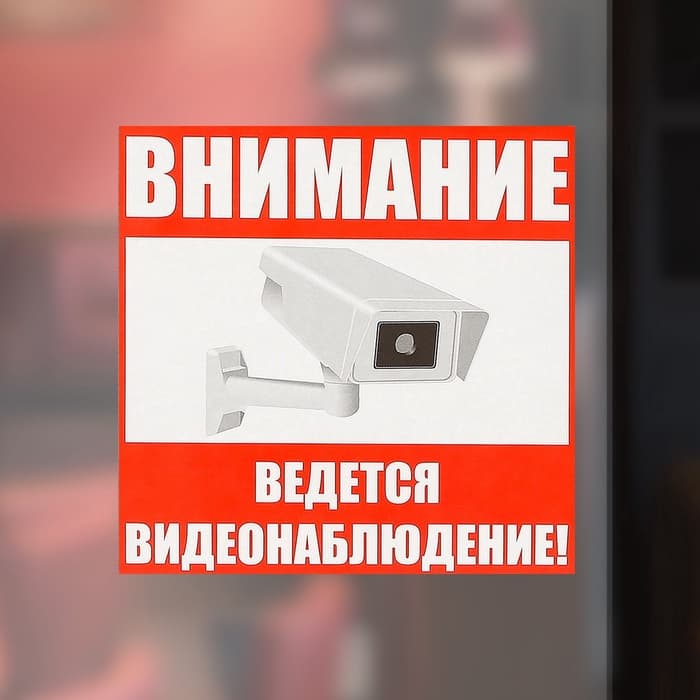 Наклейка знак «Внимание! Ведется видеонаблюдение!», 18×18 см