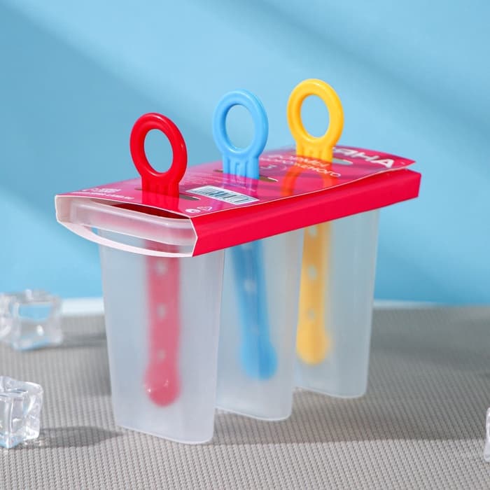 Форма для мороженого Доляна «Симпл», 11×11×6.5 см, 3 ячейки, прозрачная