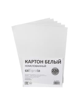 Картон белый А4, 6 листов, 220 г/м² Calligrata, немелованный, на скобе, ЭКОНОМ