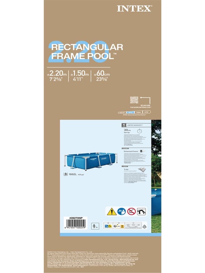 Бассейн каркасный INTEX Frame Set 28270NP, 220×150×60 см, от 6 лет, прямоугольный