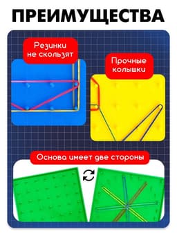 Геоборд IQ-ZABIAKA «Математический планшет: Алфавит и цифры» с инструкцией по схемам, по методике Монтессори