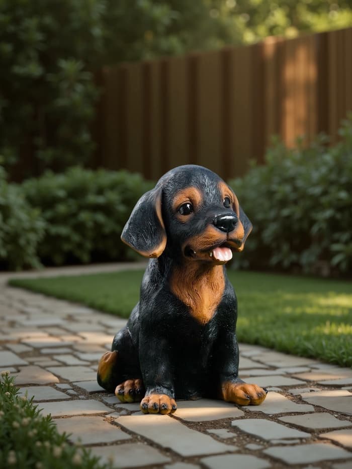 Садовая фигура из полистоуна «Щенок Ротвейлера», 28×23×19 см