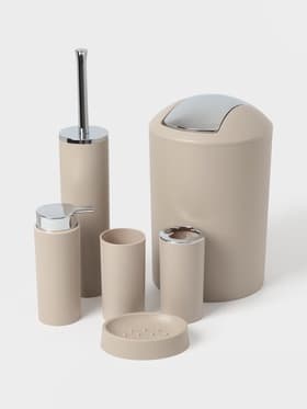 Набор аксессуаров для ванной комнаты SAVANNA «Сильва», 6 предметов (дозатор, мыльница, 2 стакана, ёршик, ведро), цвет серый