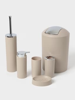 Набор аксессуаров для ванной комнаты SAVANNA «Сильва», 6 предметов (дозатор, мыльница, 2 стакана, ёршик, ведро), цвет серый