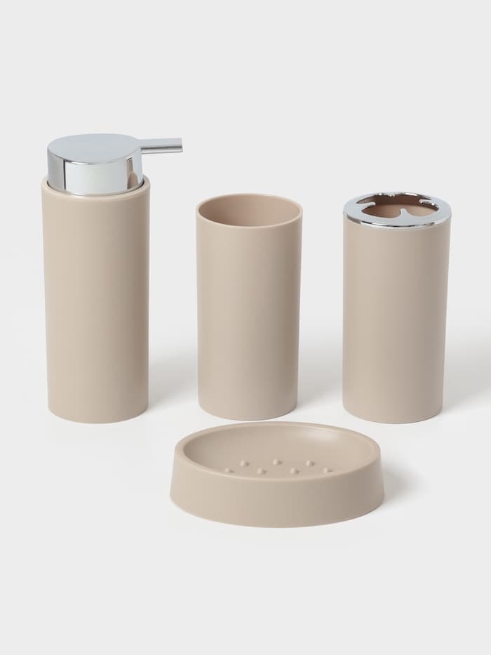 Набор аксессуаров для ванной комнаты SAVANNA «Сильва», 6 предметов (дозатор, мыльница, 2 стакана, ёршик, ведро), цвет серый