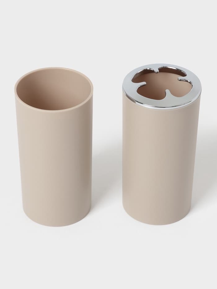 Набор аксессуаров для ванной комнаты SAVANNA «Сильва», 6 предметов (дозатор, мыльница, 2 стакана, ёршик, ведро), цвет серый