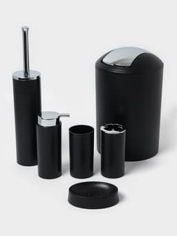 Аксессуары для ванной SAVANNA «Сильва», 6 предметов, дозатор, мыльница, 2 стакана, ёршик, ведро, чёрные