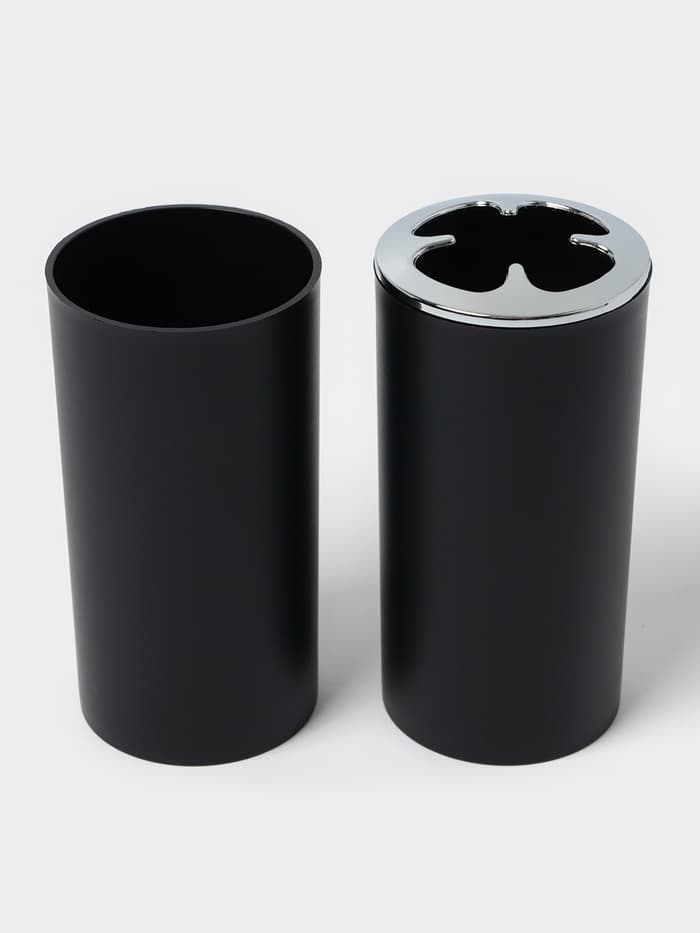 Аксессуары для ванной SAVANNA «Сильва», 6 предметов, дозатор, мыльница, 2 стакана, ёршик, ведро, чёрные