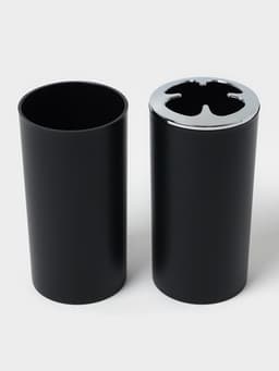 Аксессуары для ванной SAVANNA «Сильва», 6 предметов, дозатор, мыльница, 2 стакана, ёршик, ведро, чёрные