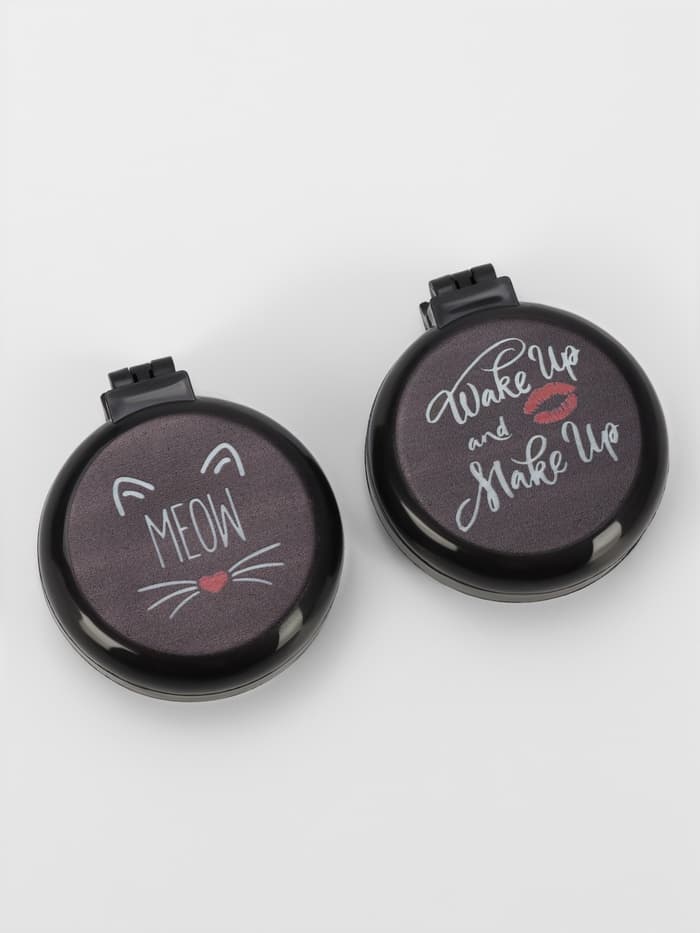 Расчёска массажная BLACK, складная, с зеркалом, d=6.5 см, МИКС