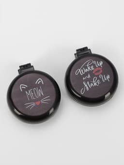 Расчёска массажная BLACK, складная, с зеркалом, d=6.5 см, МИКС