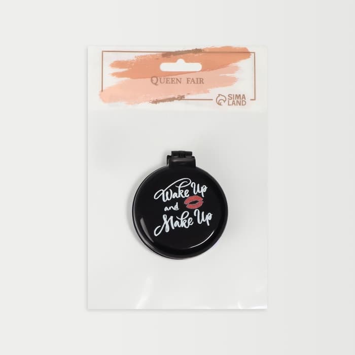 Расчёска массажная BLACK, складная, с зеркалом, d=6.5 см, МИКС